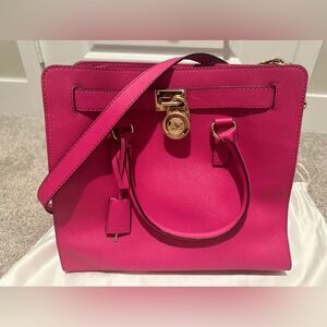 Womens Hamilton Large N/S Raspberry Saffiano Leather Tote